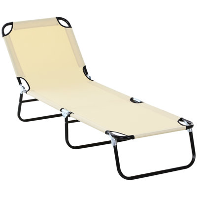 Foldable Outdoor Chaise Lounge Chair, 5-Level Reclining Tanning Chair With Durable Oxford Fabric For Beach, Yard, And Patio