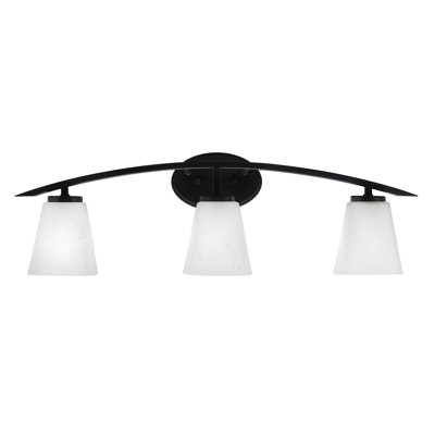 Kurve 3 Light Bath Bar With 4.5" Square White Muslin Glass