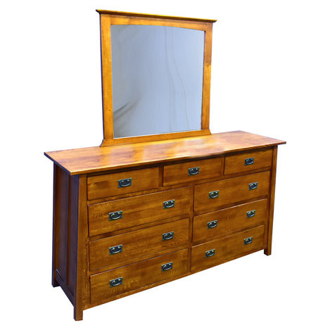 Mission 9 Drawer Dresser and Mirror - Michael's Cherry (MC-A), Michael's Cherry