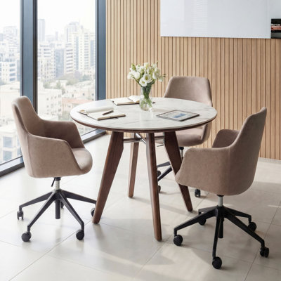 31.5-inch Round Conference Table With Sintered Stone Tabletop
