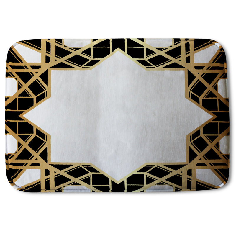 Ajeet Non-Slip Bath Rug, Golden Octagon Frame