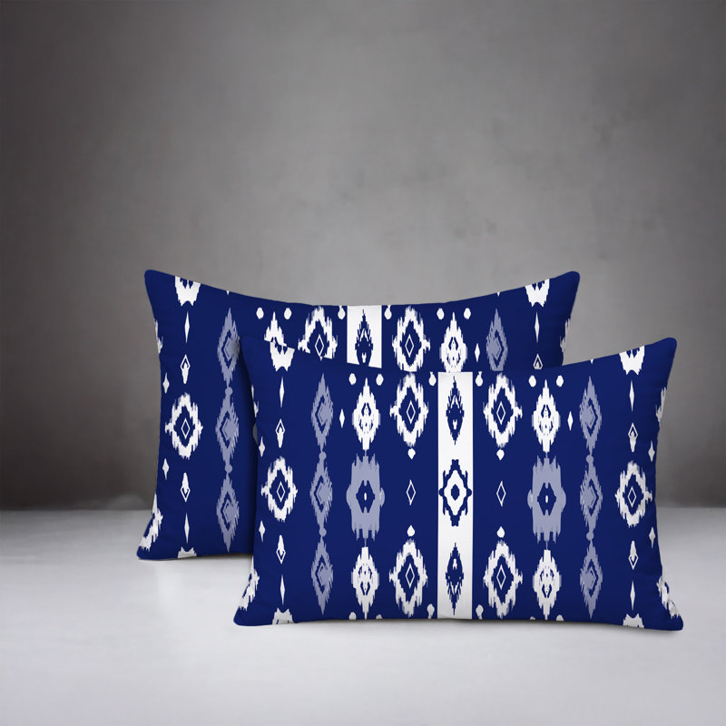 Oreiller réversible intérieur / extérieur Nita, 25 x 18, Navy Blue
