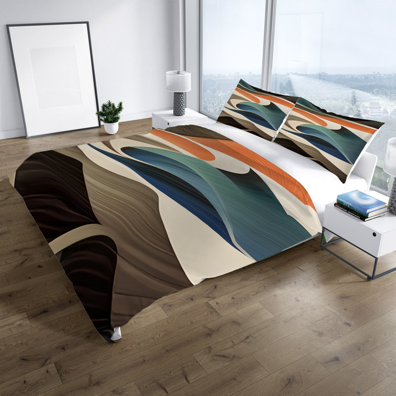 Polyester Abstract Duvet Cover, King Duvet Cover + 2 King Shams