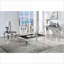 Table basse en acier inoxydable noir avec plateau en verre noir pour le salon, pieds en cabriole intemporels, facile à nettoyer
