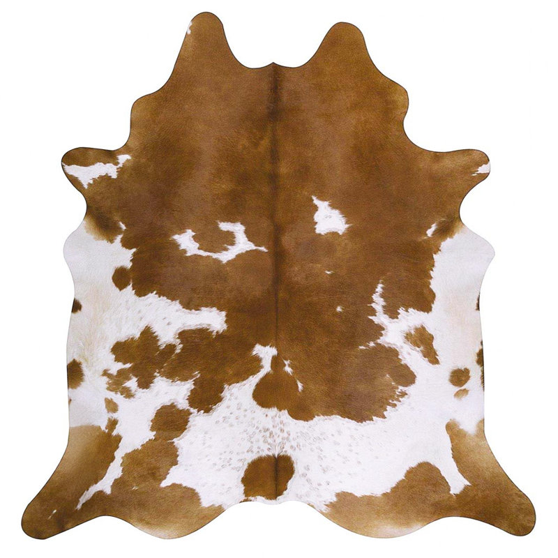 Tapis en cuir de vachette Guyer, blanc et beige - Tapis en cuir vÃ©ritable, Nouveauté de 7 pi x 8 pi 6 po