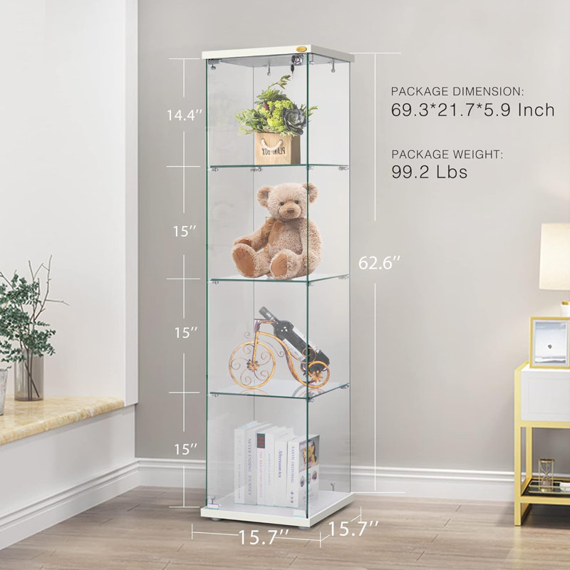 Kalmanson 4 Layers Glass Display Cabinet With Lock