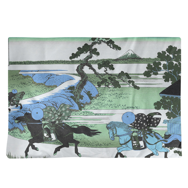 Napperon Katsushika Hokusai Sekiya à la rivière Sumida, Bleu, Polyester sergé