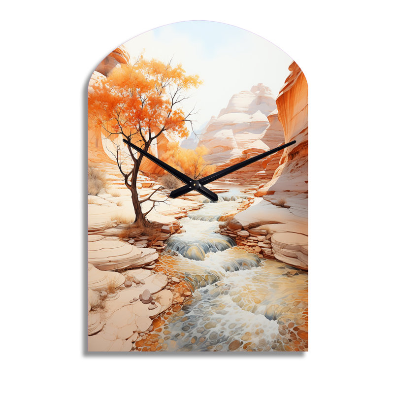 Horloge murale beige en forme de canyon pêche - Mirage, Moyenne