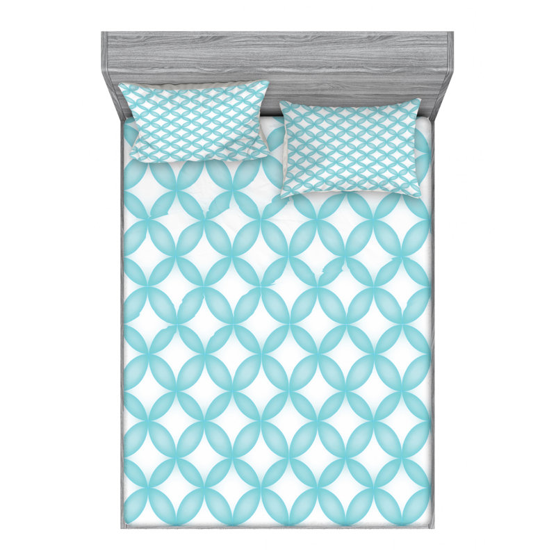 Microfiber Floral Sheet Set, Queen Sheet Set + Fitted Sheet, Blue/White Paisley