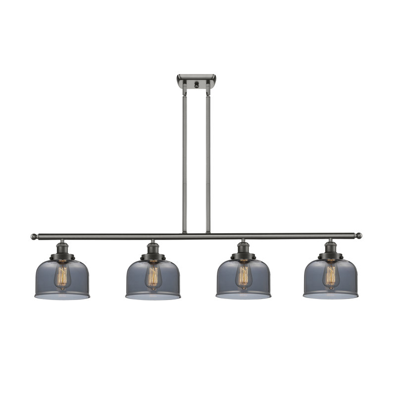 Luminaire suspendu pour îlot de cuisine 4 lumières Bissonnette, Plaqué couleur fumée, Ampoule non incluse, Bronze huilé