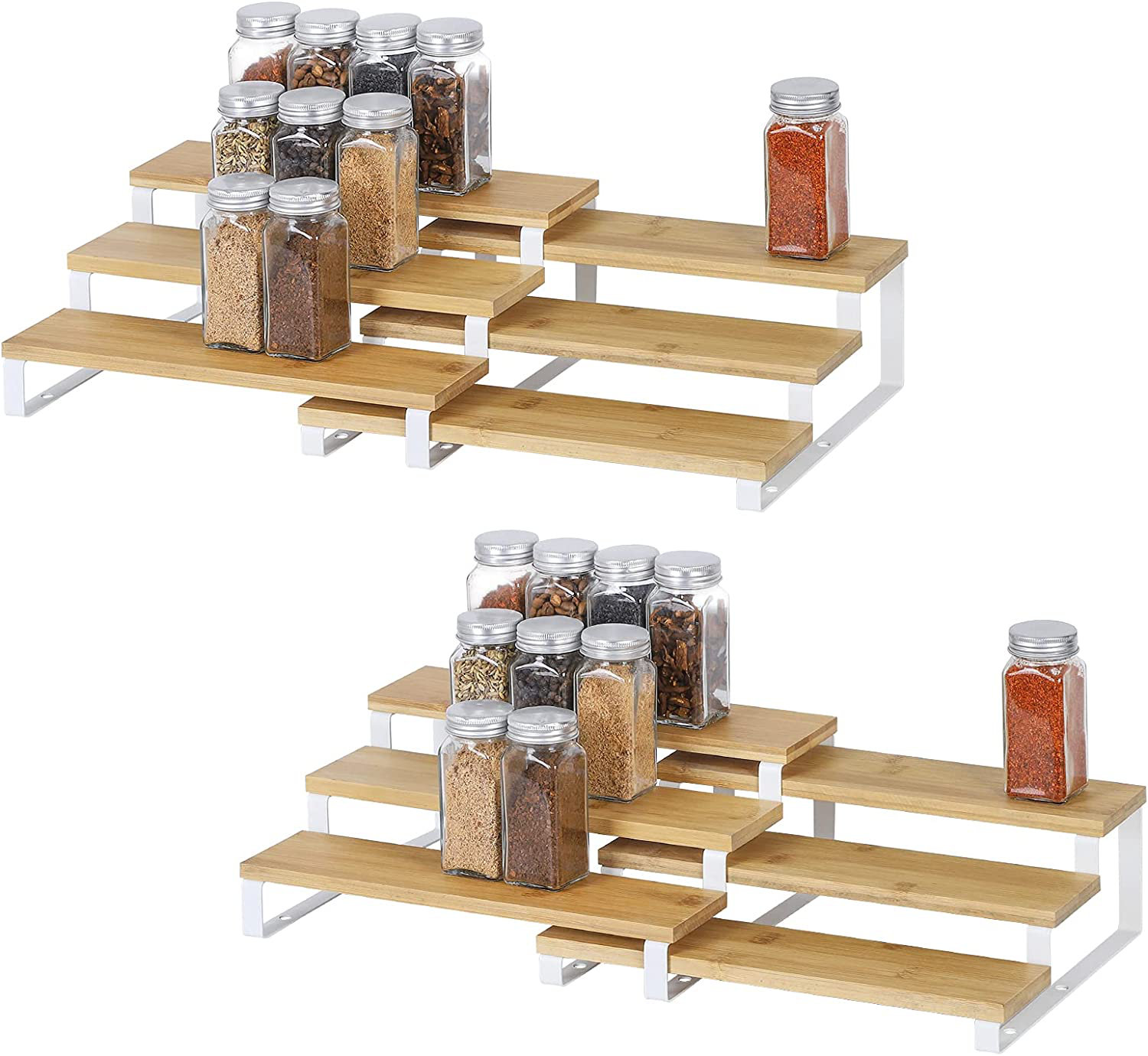 Bamboo Can Rack Organizer, 3 Tier Stackable Can Storage Rack with Label Sticker and Marker Pen Latitude Run