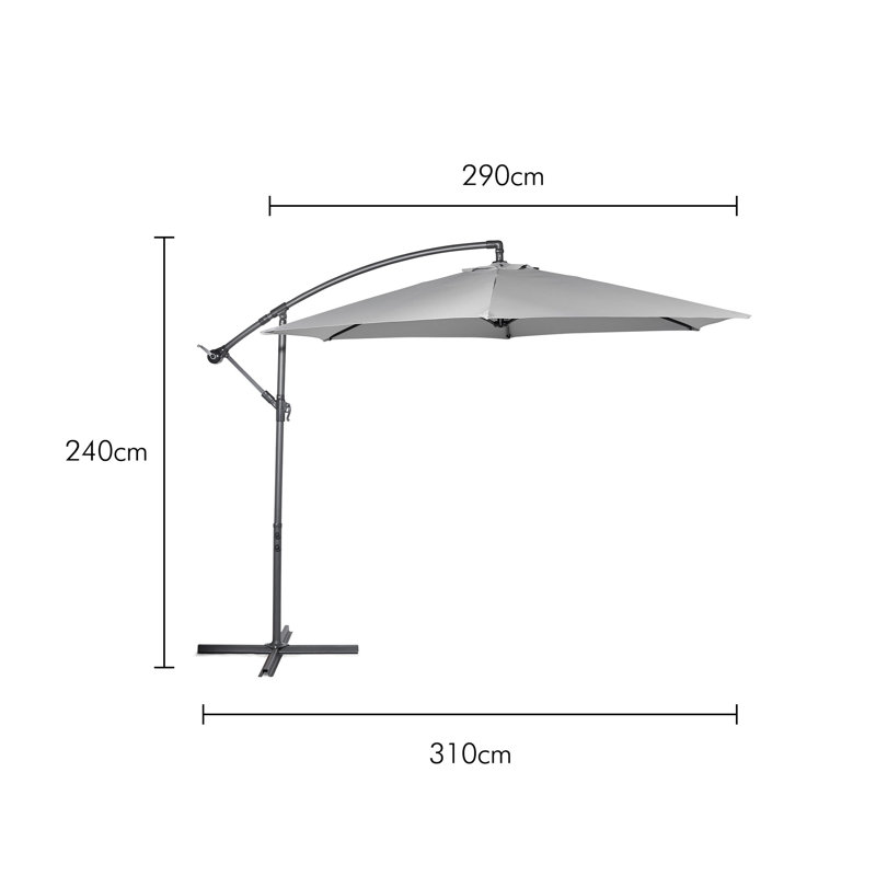 VonHaus Banana Parasol 3M Grey, Grey, Grey