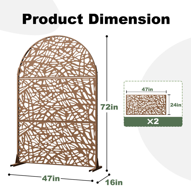 Panneau de clôture en métal pour l'extérieur, Brun