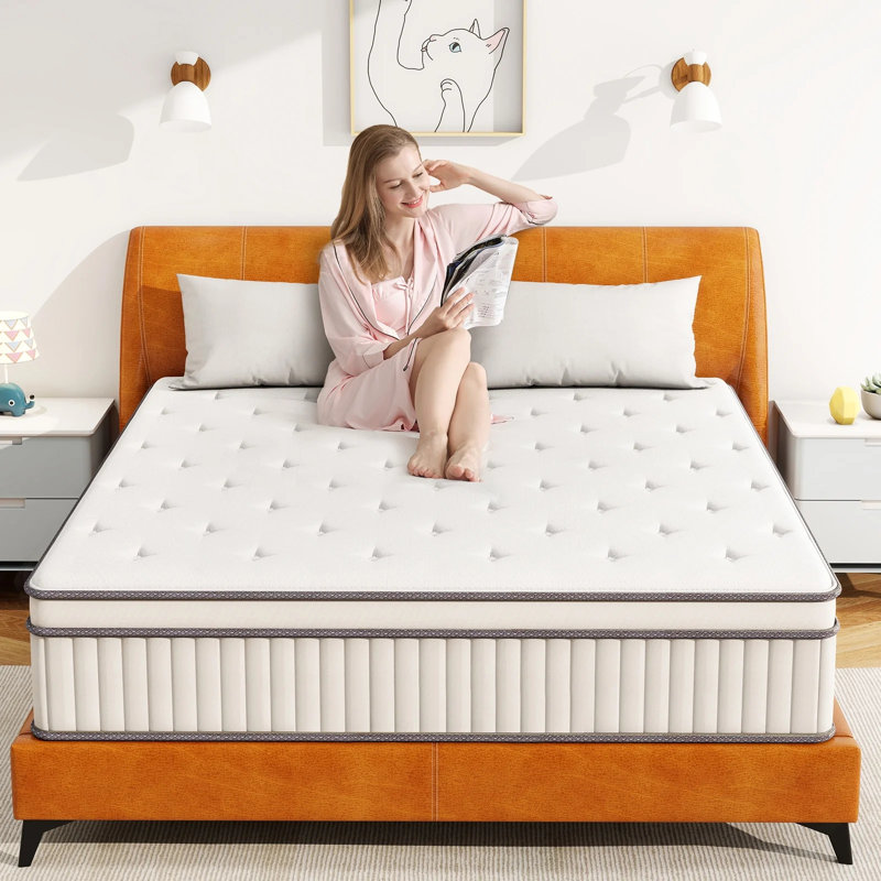 Hybrid Mattress In A Box, Memory Foam & Individually Pocket Spring Medium Mattress, Queen, 14"