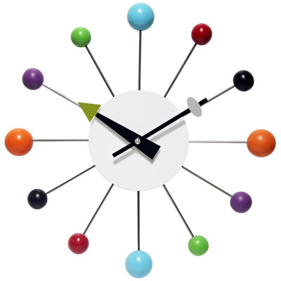 Hailie Midcentury/Modern Starburst Metal & Plastic Wall Clock 15" - Multi-Color