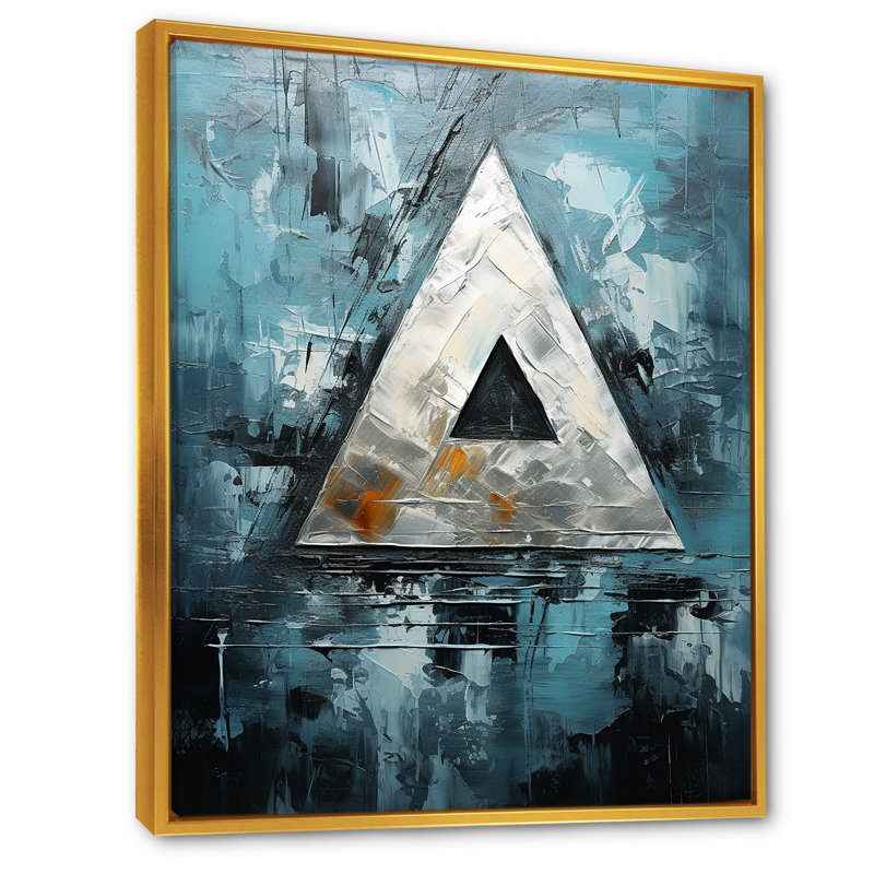 «Triangle Trance Shimmering Silver I», reproduction sur toile, Cadre flottant doré, 32" H x 16" W