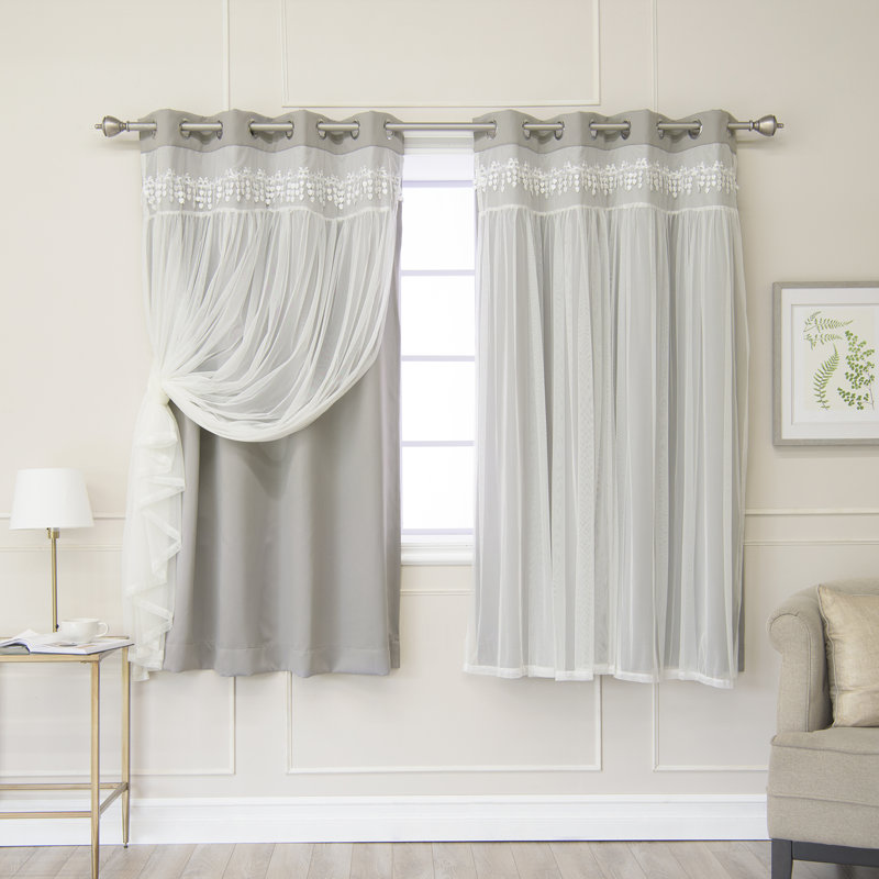 Loar Room Darkening Thermal Curtain Panels, 52" W x 96" L, Dove
