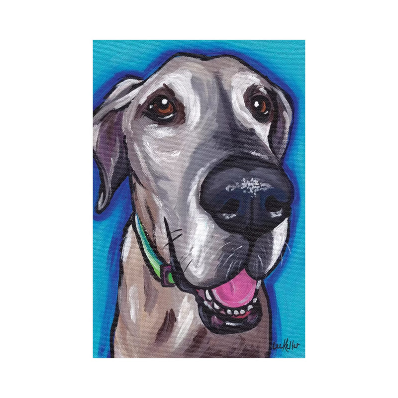 Beau The Great Dane by Hippie Hound Studios - Wrapped Canvas Painting, 20.32 cm H x 30.48 cm W