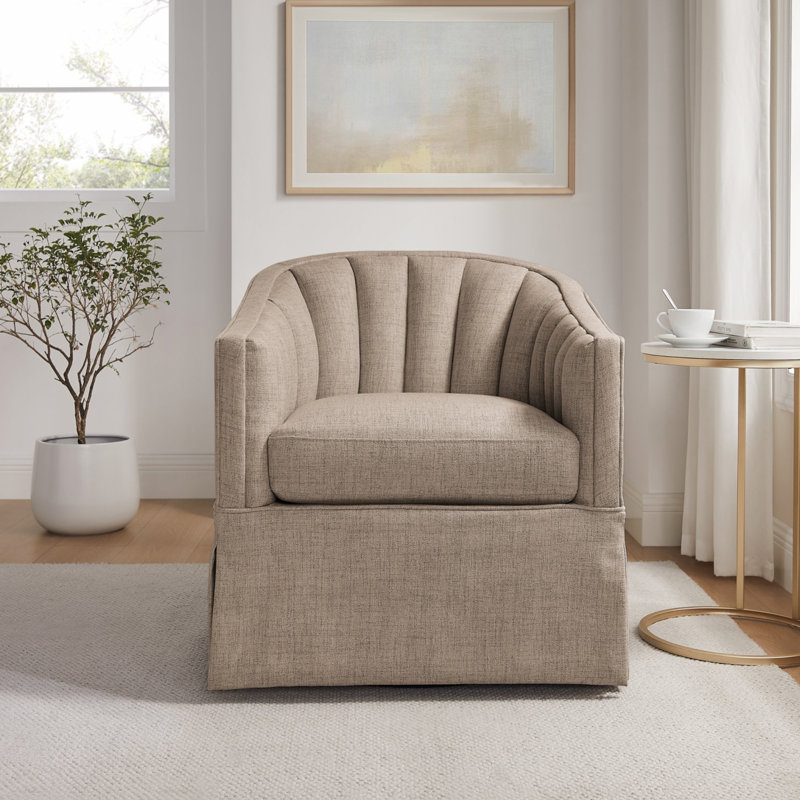 Milnor Sanibel Skirted Swivel Accent Chair, Taupe