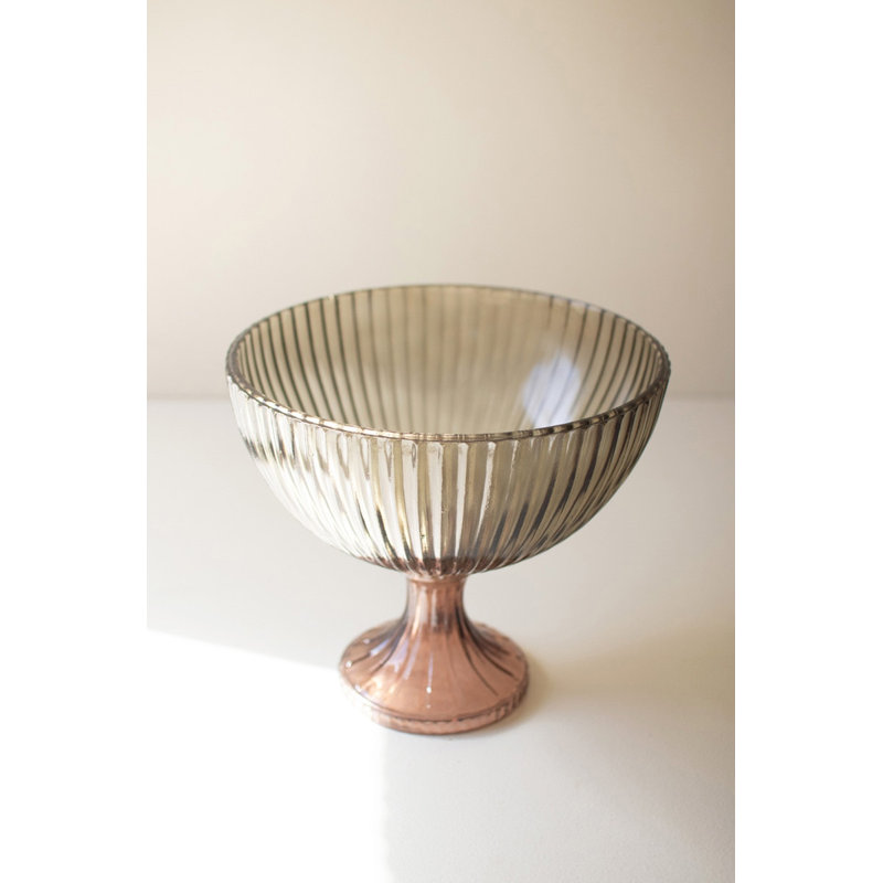  Compote en verre nervuré - Bol décoratif multicolore 9,5 po pour présentation ou service