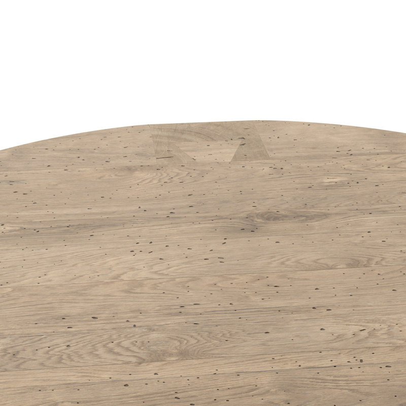 Abaso Coffee Table, 15" H x 55" W x 55" D, Whitewash Rustic Wormwood Oak