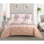 Beige Trendy Printed Bedspread Floral Design Quilted with Pillow Shams