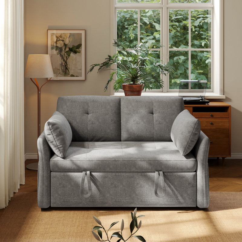 Canapé-lit moderne rembourré de 53,8 po Mirlan, Gris