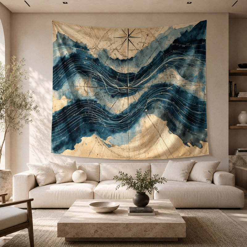 Tapisserie murale nautique, 68 po x 80 po