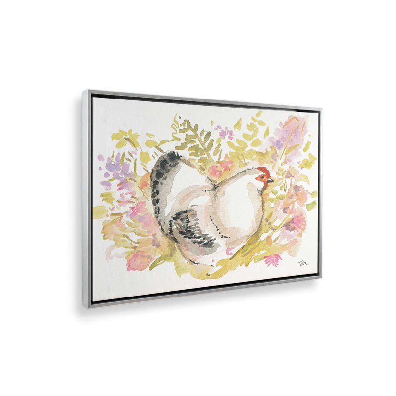 «Beatrice the Brahma Chicken» par Jessica Mingo, reproduction d'art, Framed Canvas, Silver, 24 W x 18 H