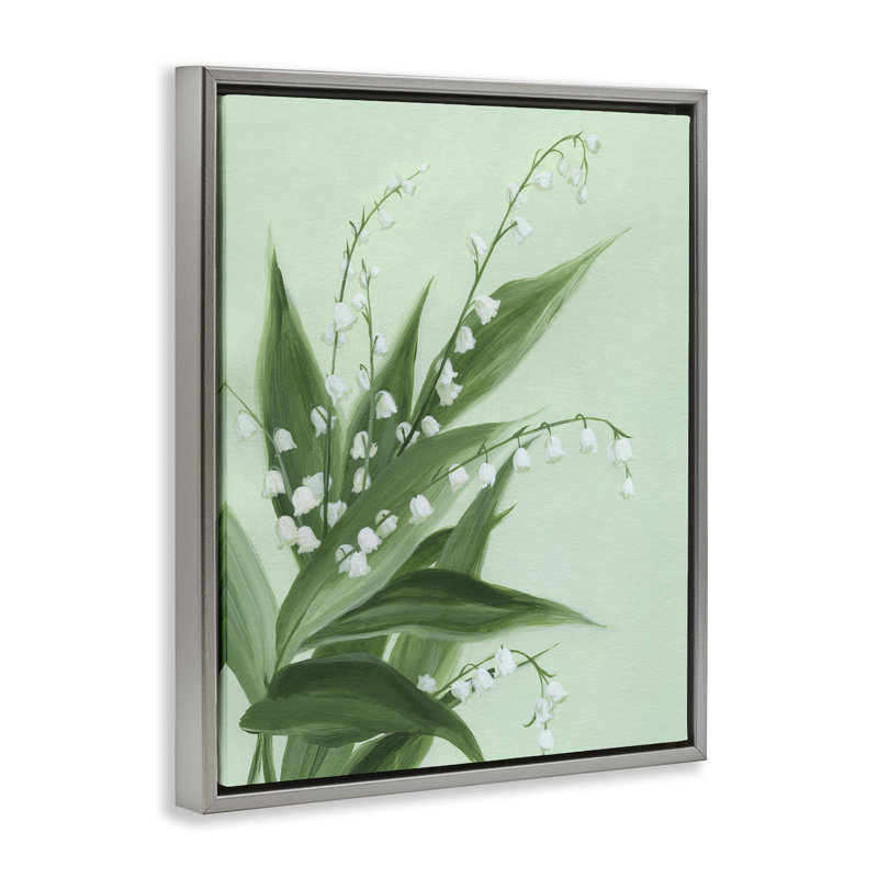 Cadre flottant Verdant Lily Of Valley, design par Grace Popp, H 31 po x l 25 po, Cadre flottant gris lustré