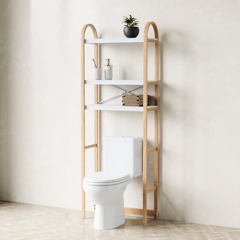 Solid Wood Over The Toilet Storage, White/Natural