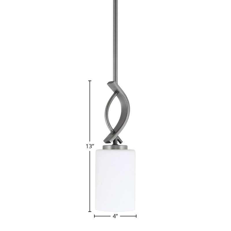 Mini-luminaire suspendu Unia avec verre en mousseline blanc 4 po, Graphite
