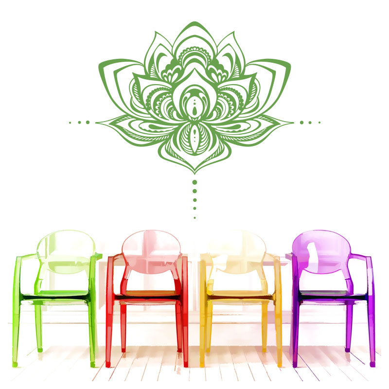 Décalcomanie murale fleur lotus Natazhat, Vert citronnier