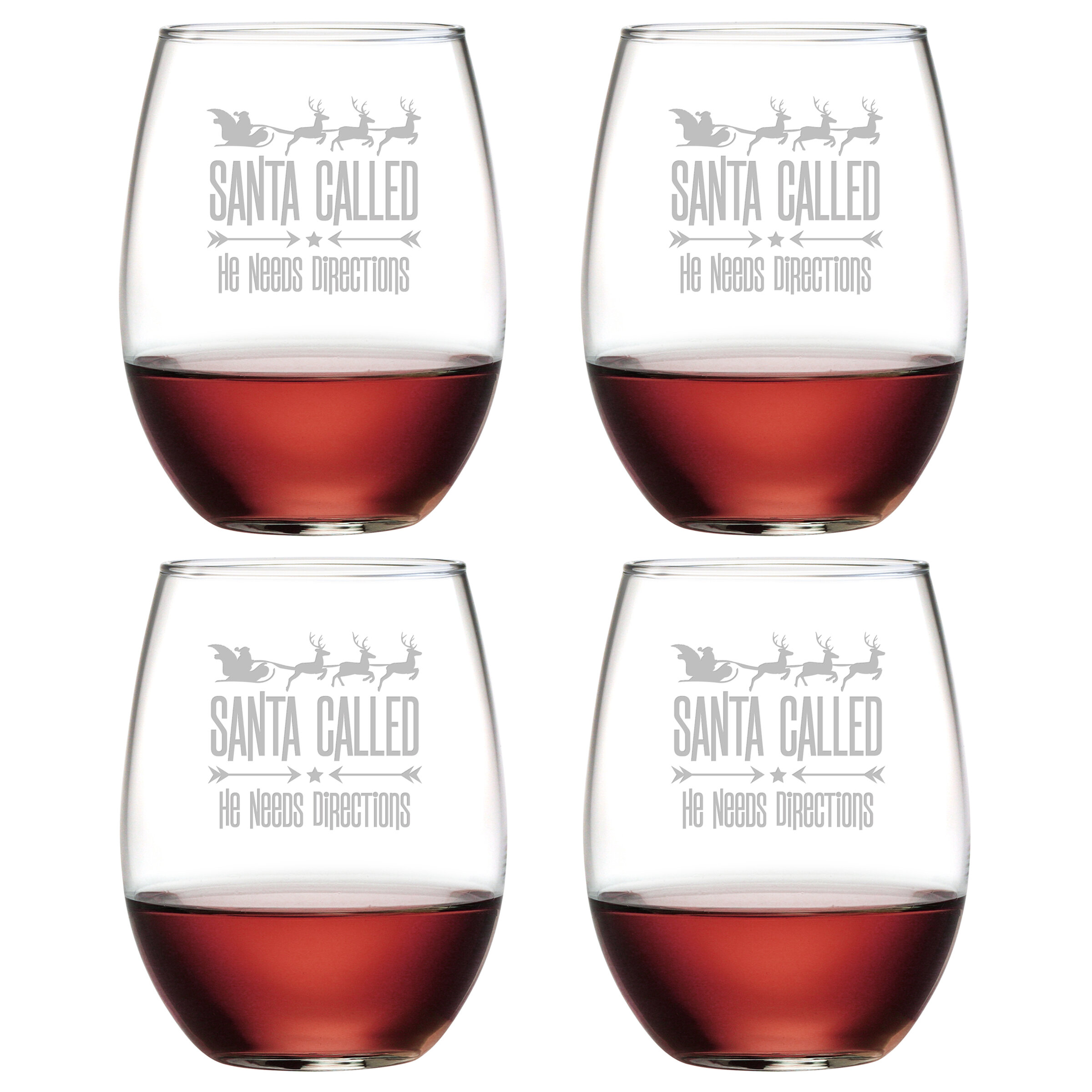 Holiday Snowman Stemless Wine Glass Set of 4 - 21oz