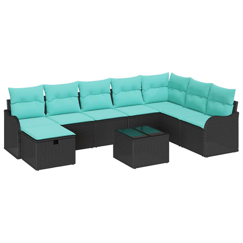Ensemble de canapé avec coussin 9 pièces vidaXL, Coussin bleu / cadre noir