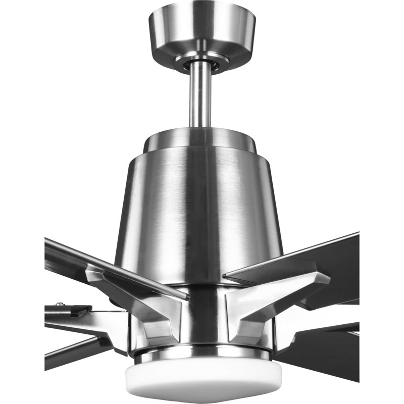 Ventilateur de plafond standard à 6 pales de 60 po avec ensemble d'éclairage Kiska, Nickel brossé