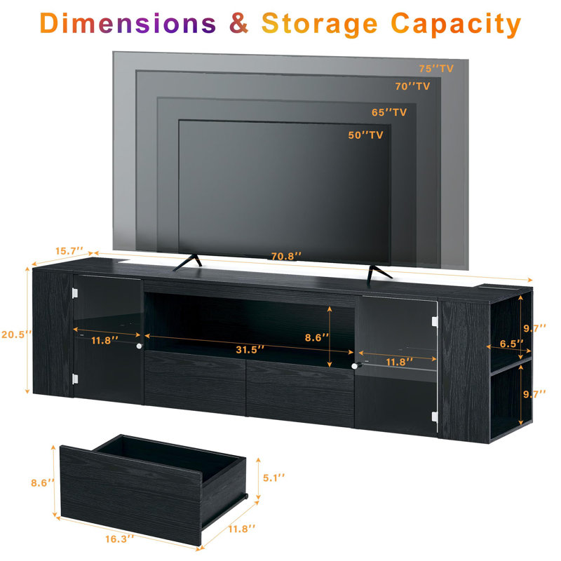 Modern Tv Stand With Storage For Tvs Up To 75"