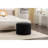 Round Footstool With Storage And Black Linen Blend Cover For Mobile Phones Laptops, 23.91" Width-2041749058