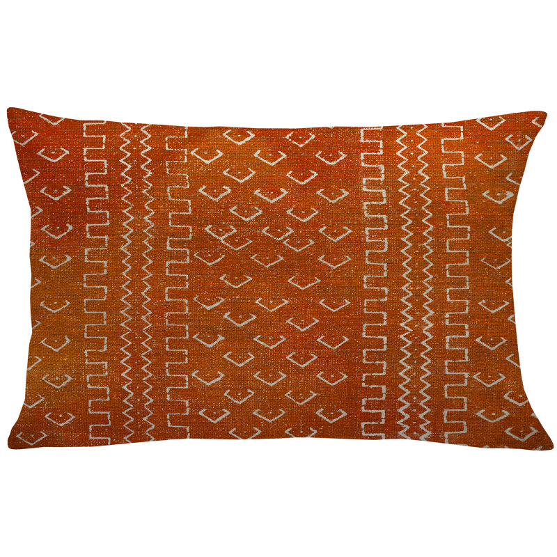 Geometric Linen Throw Pillow, Orange