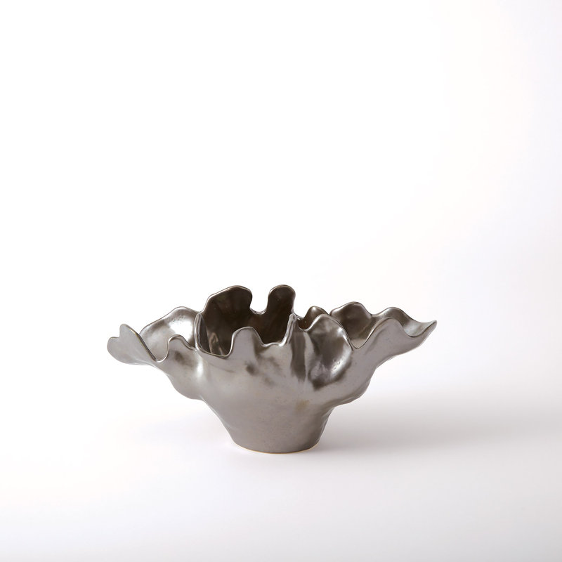 Meteor Decorative Bowl, Small (6.5'' H x 13'' W x 7.75'' D), Silver Haze