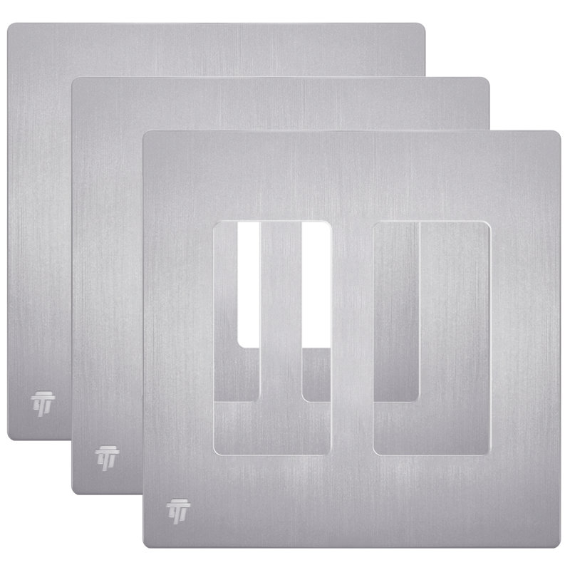 Plaque murale décorative sans vis 2 bandes Enlerites, Argent brossé