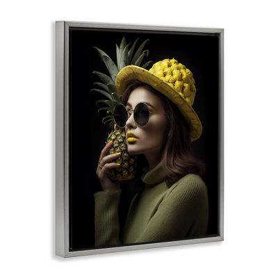 Chic Tropical Woman Floater Canvas Wall Art by Ziwei Li