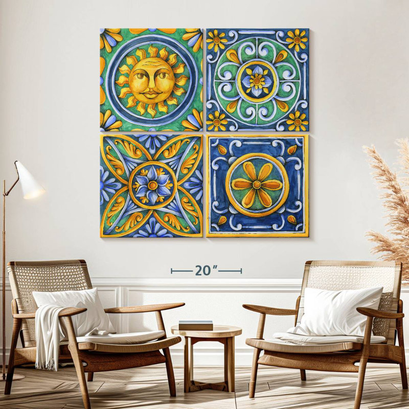 Carreaux à motif floral, H 57 po x l 57 po