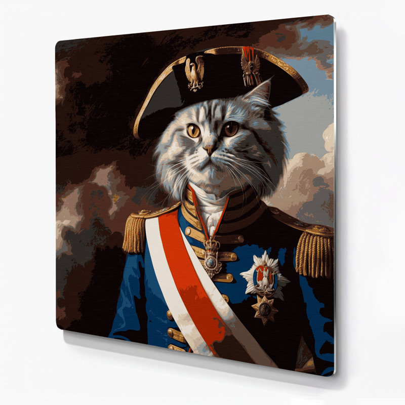 Chats Napoléon, art mural en métal brun, H 12 po x l 12 po