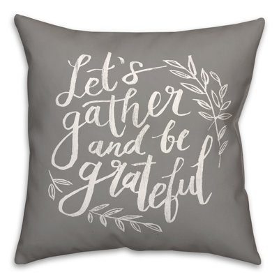 Gather And Grateful Navy Outdoor Throw Pillow