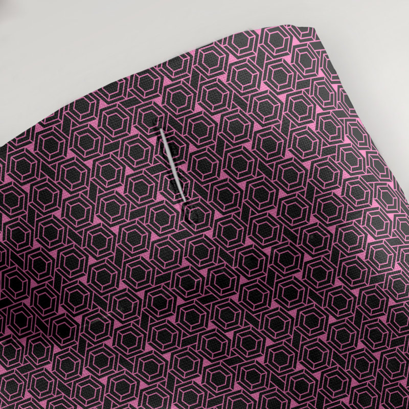 Rideau de douche simple hexagonal classique, Rose / Noir