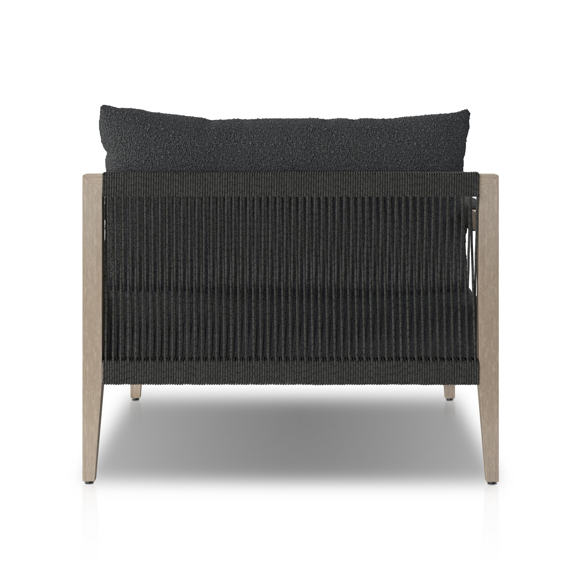Kristine 33'' Outdoor Teak Chaise Lounge, Fiqa Slate Boucle, Weathered Gray/Dark Gray