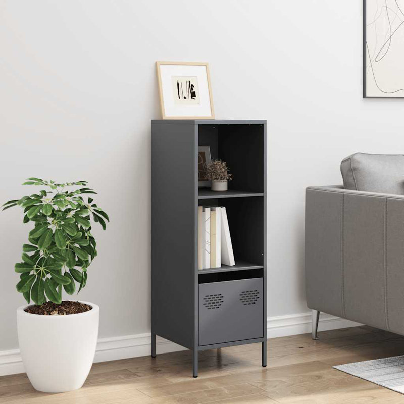 Sarwan 103.5cm H x 35cm W Steel Standard Bookcase, Anthracite