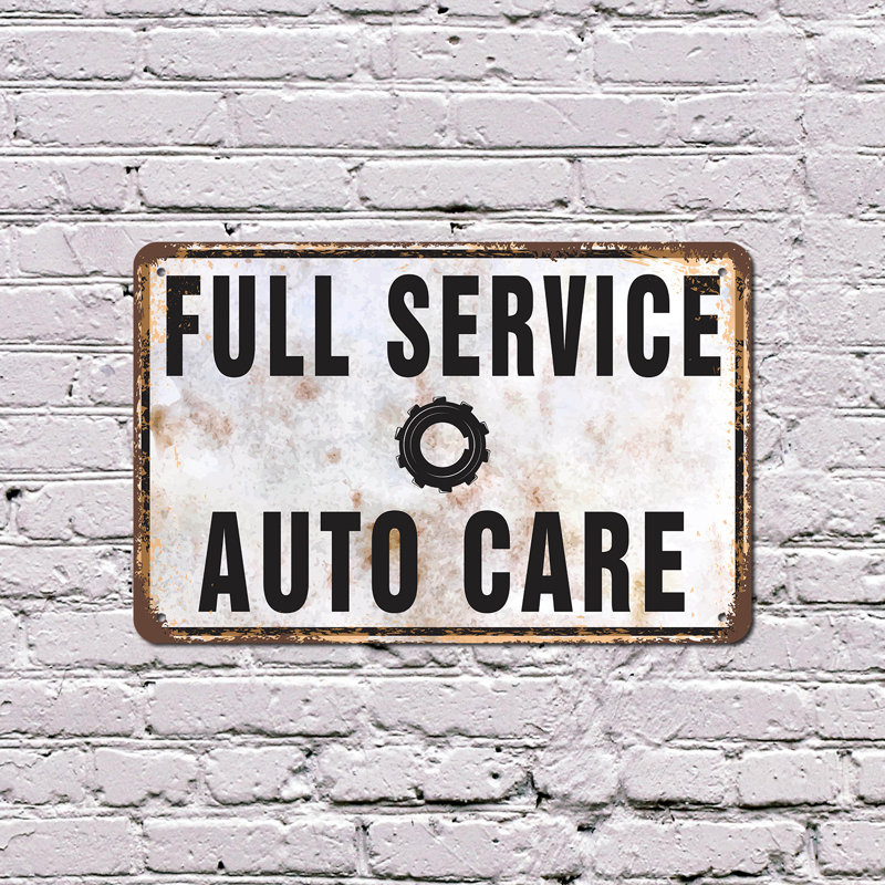 Enseigne en plastique à service complet 8 po x 12 po Auto Care