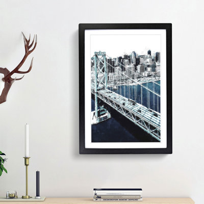 San Francisco Oakland Bay Bridge Abstract - Picture Frame Graphic Art Print